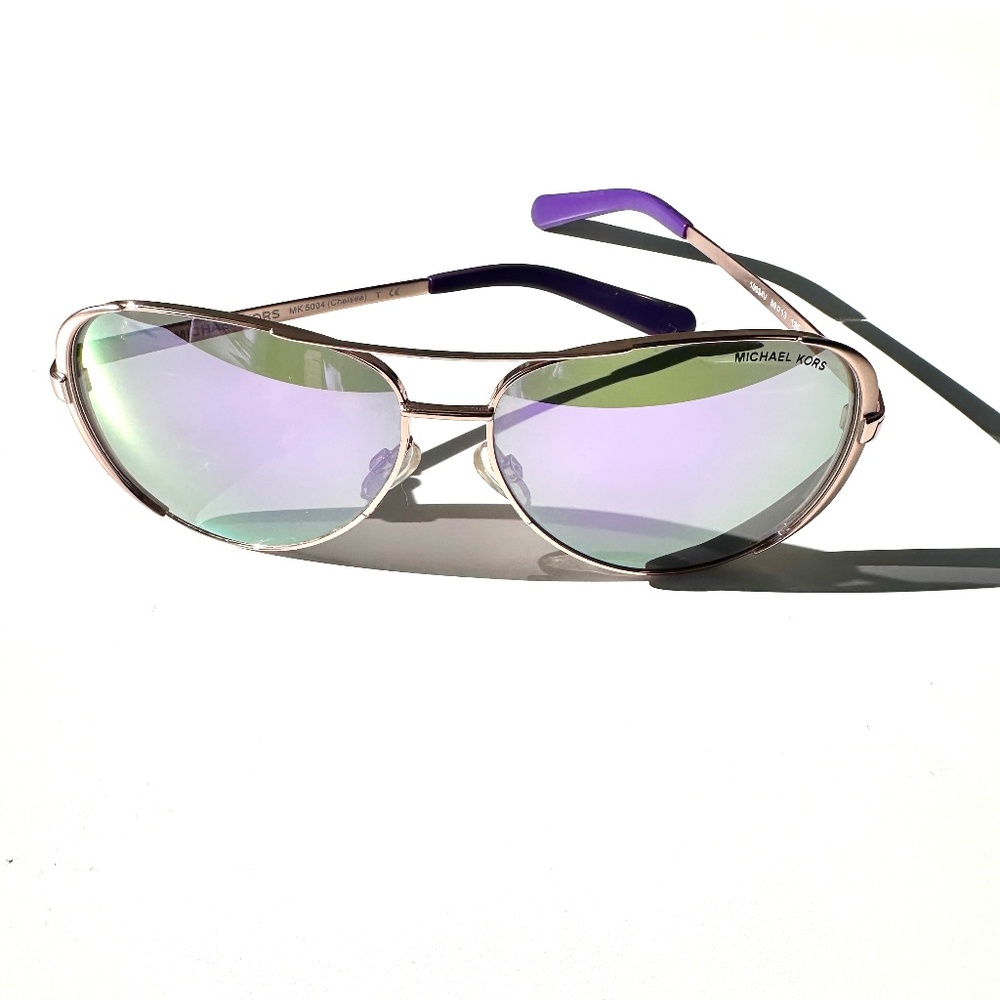 Michael Kors Chelsea Aviator Sunglasses | MK5004 | Rose Gold | Purple